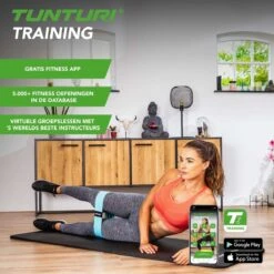 Tunturi Fitnessmat Met Draagtas - Yogamat - Sportmat Gemaakt Van Zacht NBR Materiaal - 180 X 60 X 1,5cm - Blauw - Incl. Gratis Fitness App -Tunturi 1200x1200 208