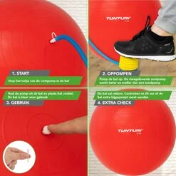 Tunturi Fitness Bal - Yoga Bal Inclusief Pomp - Pilates Bal - Zwangerschaps Bal - 75 Cm - Kleur: Rood - Incl. Gratis Fitness App -Tunturi 1200x1200 21