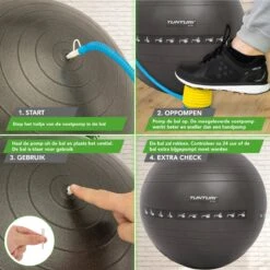 Tunturi Fitnessbal - Gymball - Swiss Ball - 75 Cm - Anti Burst - Inclusief Pomp - Zwart - Incl. Gratis Fitness App -Tunturi 1200x1200 216