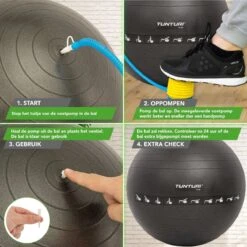 Tunturi Fitnessbal - Gymball - Swiss Ball - 75 Cm - Anti Burst - Inclusief Pomp - Zwart - Incl. Gratis Fitness App -Tunturi 1200x1200 219
