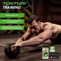 Tunturi Dubbele Ab Roller - Ab Wheel - Buikspiertrainer - Buikspierwiel - Met Kniemat - Incl. Gratis Fitness App -Tunturi 1200x1200 222