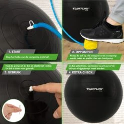 Tunturi Fitness Bal - Yoga Bal Inclusief Pomp - Pilates Bal - Zwangerschaps Bal - 65 Cm - Kleur: Zwart - Incl. Gratis Fitness App -Tunturi 1200x1200 224