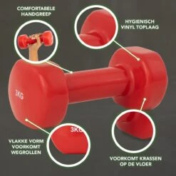 Tunturi Dumbbell Set - 2 X 3,0 Kg - Vinyl - Rood - Incl. Gratis Fitness App -Tunturi 1200x1200 233