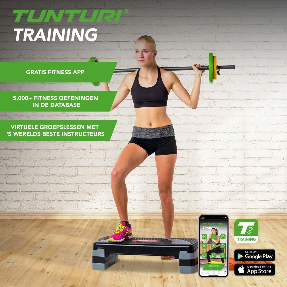 Tunturi Aerobic Step Compact - Fitness Step Verstelbaar - Aerobics Stepper - Zwart - Incl. Gratis Fitness App 6 Tunturi Aerobic Step Compact - Fitness Step Verstelbaar - Aerobics Stepper - Zwart - Incl. Gratis Fitness App - Afbeelding 4