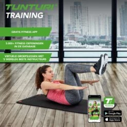 Tunturi Pro Fitnessmat - Yogamat - Gymnastiekmat - Oefenmat - 180x60x1,5cm - Zwart - Incl. Gratis Fitness App -Tunturi 1200x1200 276