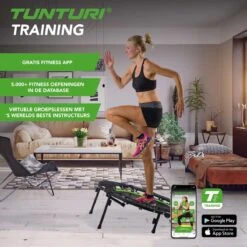 Tunturi Fitness Trampoline - Mini Trampoline - Opvouwbaar - 104cm Springoppervlak - Inclusief Beschermrand & Handgrip - Incl. Gratis Fitnessapp -Tunturi 1200x1200 277