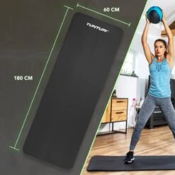 Tunturi Fitnessmat - Yogamat - Sportmat Gemaakt Van Zacht NBR Materiaal - 180 X 60 X 1,5cm - Zwart - Incl. Gratis Fitness App -Tunturi 1200x1200 280