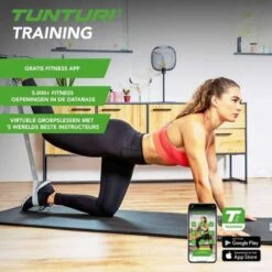 Tunturi Fitnessmat - Yogamat - Sportmat Gemaakt Van Zacht NBR Materiaal - 180 X 60 X 1,5cm - Zwart - Incl. Gratis Fitness App -Tunturi 1200x1200 282