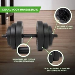 Tunturi Gewichten - Halterset - Dumbbell Set - 2 Stuks - Totaal 28kg - Zwart - Vinyl - Incl. Gratis Fitness App -Tunturi 1200x1200 62