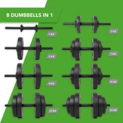 Tunturi Gewichten - Halterset - Dumbbell Set - 2 Stuks - Totaal 28kg - Zwart - Vinyl - Incl. Gratis Fitness App -Tunturi 1200x1200 63