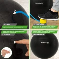 Tunturi Fitness Bal - Yoga Bal Inclusief Pomp - Pilates Bal - Zwangerschaps Bal - 55 Cm - Kleur: Zwart - Incl. Gratis Fitness App -Tunturi 1200x1200 77