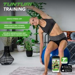 Tunturi Fitness Bal - Yoga Bal Inclusief Pomp - Pilates Bal - Zwangerschaps Bal - 55 Cm - Kleur: Zwart - Incl. Gratis Fitness App -Tunturi 1200x1200 78