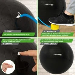 Tunturi Fitness Bal - Yoga Bal Inclusief Pomp - Pilates Bal - Zwangerschaps Bal - 55 Cm - Kleur: Zwart - Incl. Gratis Fitness App -Tunturi 1200x1200 80