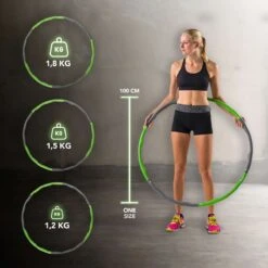 Tunturi Fitness Hoelahoep - Fitness Hoepel - Fitness Hulahoop - 1,8 Kg - Groen/Grijs - Incl. Gratis Fitness App -Tunturi 1200x1200 88