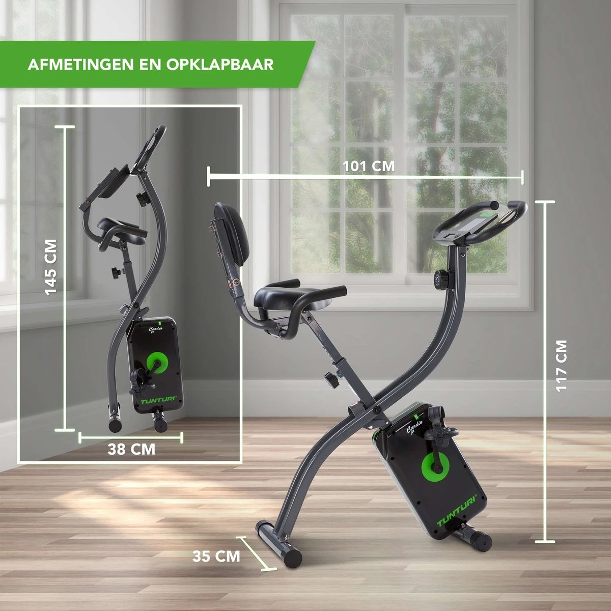 Tunturi Cardio Fit B25 X Bike - Hometrainer Met Rugleuning - Fitnessfiets Opvouwbaar - 8 Weerstandsniveaus - Tablethouder 5 Tunturi Cardio Fit B25 X Bike - Hometrainer Met Rugleuning - Fitnessfiets Opvouwbaar - 8 Weerstandsniveaus - Tablethouder - Afbeelding 3