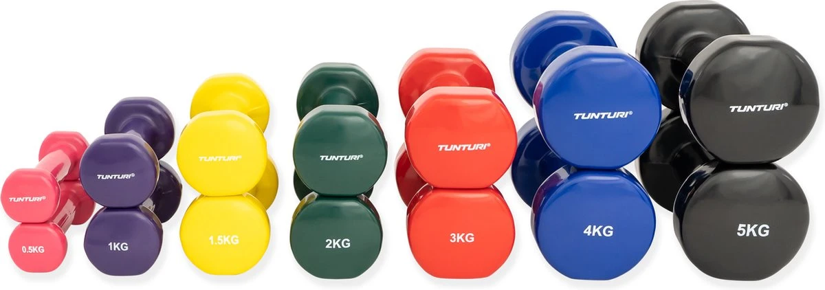 Tunturi Dumbbell Set - 2 X 5,0 Kg - Vinyl - Zwart - Incl. Gratis Fitness App 9 Tunturi Dumbbell Set - 2 X 5,0 Kg - Vinyl - Zwart - Incl. Gratis Fitness App - Afbeelding 7