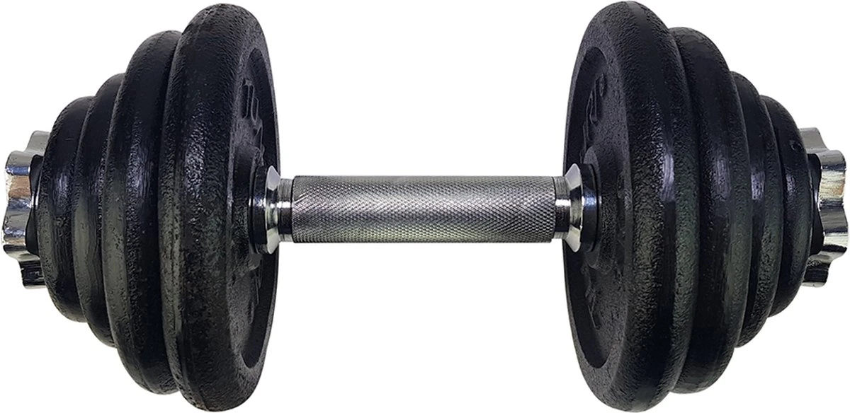 Tunturi Gewichten Gietijzer Totaal 15kg - Halterset Met Schroefsluiting - Dumbbell Set - 1 Halterstang - 30mm - Incl. Gratis Fitness App 8 Tunturi Gewichten Gietijzer Totaal 15kg - Halterset Met Schroefsluiting - Dumbbell Set - 1 Halterstang - 30mm - Incl. Gratis Fitness App - Afbeelding 6