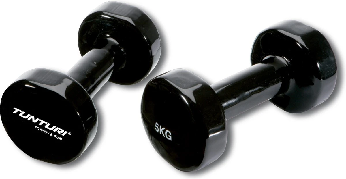 Tunturi Dumbbell Set - 2 X 5,0 Kg - Vinyl - Zwart - Incl. Gratis Fitness App 11 Tunturi Dumbbell Set - 2 X 5,0 Kg - Vinyl - Zwart - Incl. Gratis Fitness App - Afbeelding 9