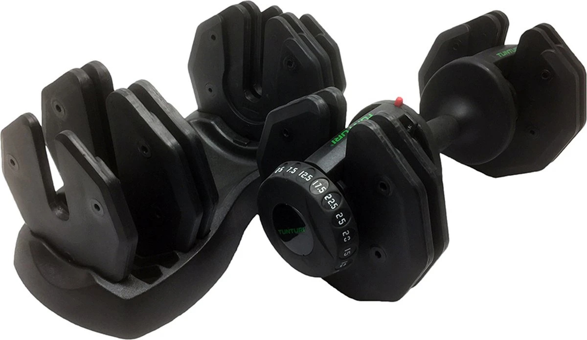 Tunturi Verstelbare Halterset - Dumbbellset - Selector Dumbbell - Dumbbells - Halters - 2,5kg Tot 25kg - Incl. Gratis Fitness App 5 Tunturi Verstelbare Halterset - Dumbbellset - Selector Dumbbell - Dumbbells - Halters - 2,5kg Tot 25kg - Incl. Gratis Fitness App - Afbeelding 3
