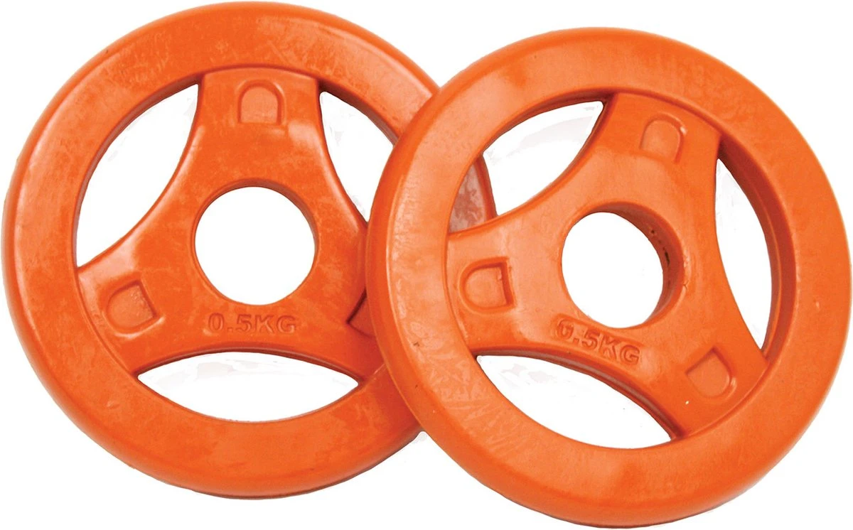 Tunturi Aerobic Halterschijven - Halter Gewichten - 2x 0.5 Kg - 30mm - Oranje - Incl. Gratis Fitness App 3 Tunturi Aerobic Halterschijven - Halter Gewichten - 2x 0.5 Kg - 30mm - Oranje - Incl. Gratis Fitness App