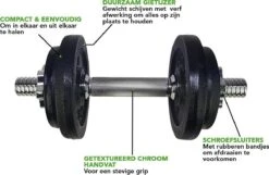 Tunturi Gewichten Gietijzer Totaal 20kg - Halterset Met Schroefsluiting - Dumbbell Set - 2 Halterstangen - 30mm - Incl. Gratis Fitness App -Tunturi 1200x782