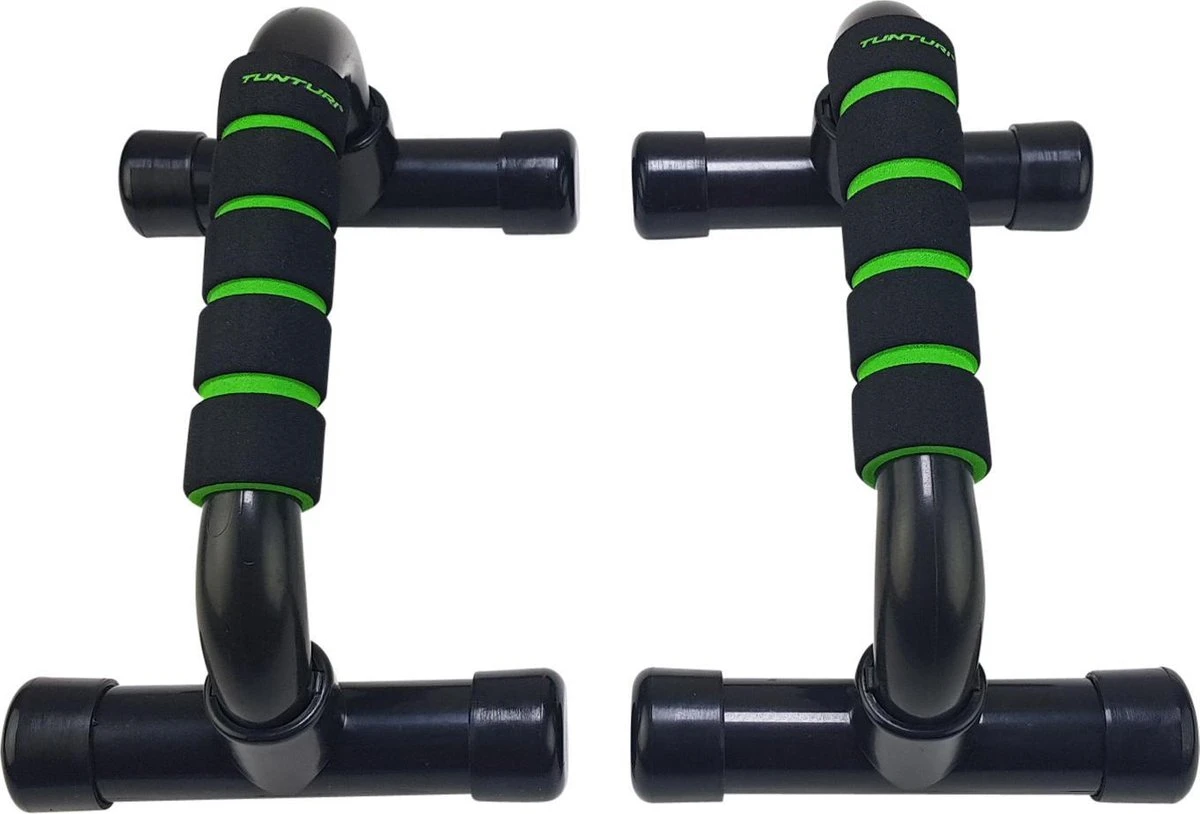 Tunturi Opdruksteunen - Parallettes -Push-up Bar - Push-up Steun - Opdrukbeugel - Zwart/Groen 6 Tunturi Opdruksteunen - Parallettes -Push-up Bar - Push-up Steun - Opdrukbeugel - Zwart/Groen - Afbeelding 4