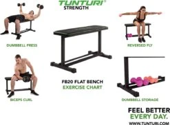 Tunturi FB20 Vlakke Halterbank - Flat Bench - Fitnessbank - Trainingsbank -Tunturi 1200x884