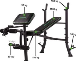 Tunturi WB40 Halterbank - Fitnessbank - Trainingsbank - Bankdrukbank - Thuis Sporten - Leg Extension - Bicep Curls - Incl. Gratis Fitness App -Tunturi 1200x957