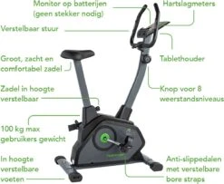 Tunturi Cardio Fit B35 Hometrainer - Fitnessfiets - 8 Weerstandsniveaus - Hartslagmonitor - Ergonomisch - Verstelbaar Stuur - Transportwielen -Tunturi 1200x984
