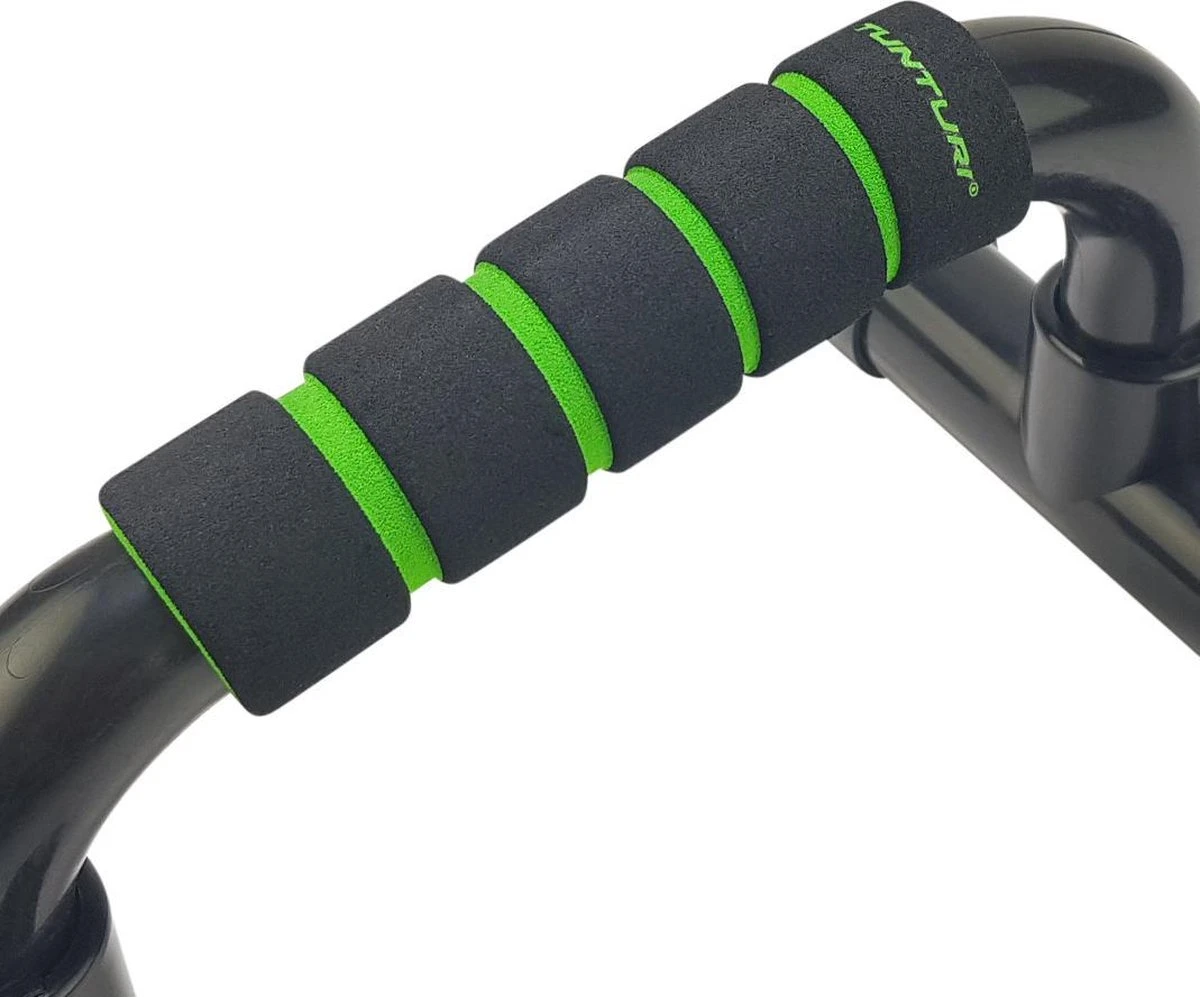 Tunturi Opdruksteunen - Parallettes -Push-up Bar - Push-up Steun - Opdrukbeugel - Zwart/Groen 5 Tunturi Opdruksteunen - Parallettes -Push-up Bar - Push-up Steun - Opdrukbeugel - Zwart/Groen - Afbeelding 3