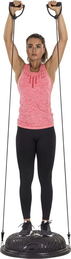 Tunturi Balanstrainer Pro Met Handvatten - Balanskussen Met Resistance Band Set - Balansbal Incl. Meegeleverde Voetpomp - Incl. Gratis Fitness App -Tunturi 331x1200