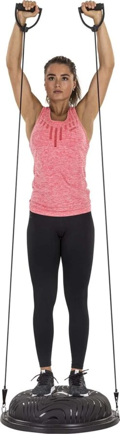 Tunturi Balanstrainer Pro Met Handvatten - Balanskussen Met Resistance Band Set - Balansbal Incl. Meegeleverde Voetpomp - Incl. Gratis Fitness App -Tunturi 332x1200