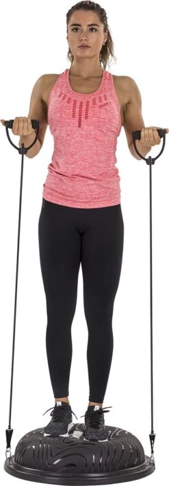 Tunturi Balanstrainer Pro Met Handvatten - Balanskussen Met Resistance Band Set - Balansbal Incl. Meegeleverde Voetpomp - Incl. Gratis Fitness App -Tunturi 419x1200