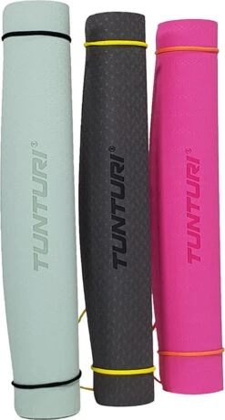 Tunturi TPE Yogamat - Fitnessmat 4mm Dik - Zwart Koord - Blauw - Incl. Gratis Fitness App -Tunturi 643x1200