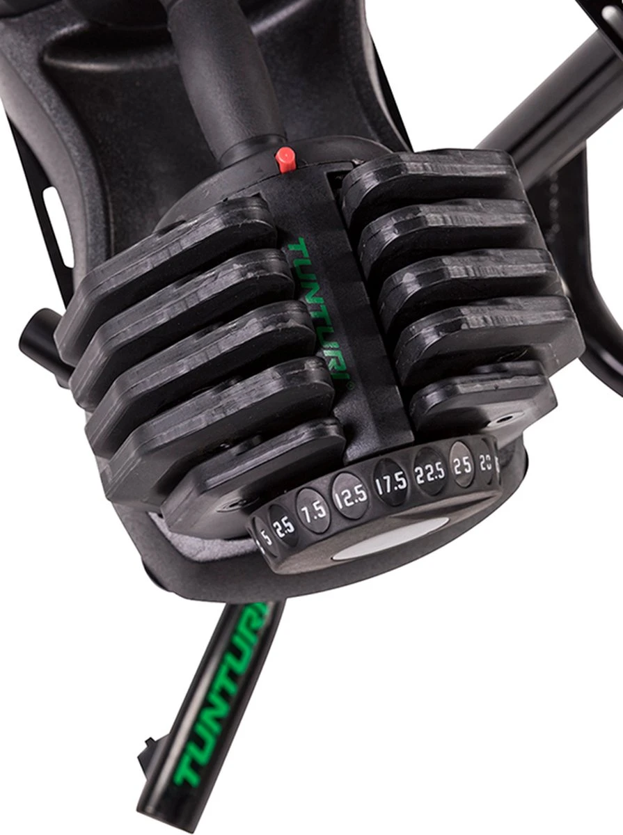 Tunturi Verstelbare Halterset - Dumbbellset - Selector Dumbbell - Dumbbells - Halters - 2,5kg Tot 25kg - Incl. Gratis Fitness App 10 Tunturi Verstelbare Halterset - Dumbbellset - Selector Dumbbell - Dumbbells - Halters - 2,5kg Tot 25kg - Incl. Gratis Fitness App - Afbeelding 8